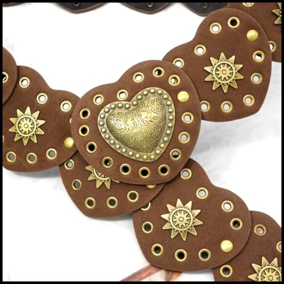 Wide Disc Belt Vintage Boho Leather Western Chunky Waist Belt Metal Buckle main image 6